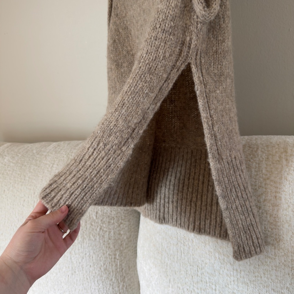 MIRTH Aspen Open Side Sweater Vest Alpaca Wool S Oatmeal Beige - Picture 4 of 7